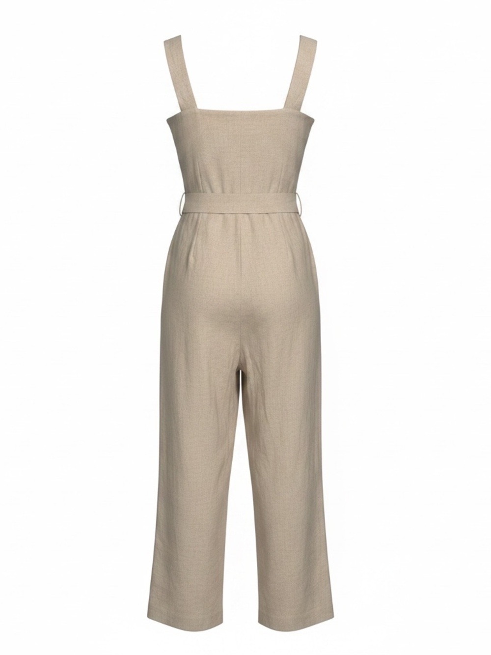 Cream Wide-Leg Sleeveless Jumpsuit with Belt - Picture 4 of 6